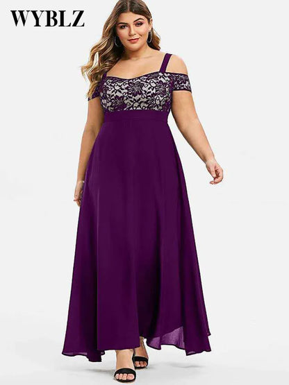 Abiti taglie forti per donna 4XL 5XL Abito in chiffon con reggicalze in pizzo con stampa floreale Abito lungo elegante da sera Abiti da festa di Capodanno