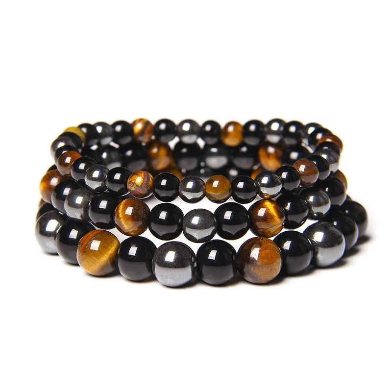 Natural Black Obsidian Hematite Tiger Eye Beads Bracelets Men for Magnetic Health Weight Loss Braided Bracelet Women Jewelry