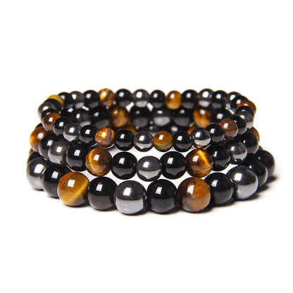 Natural Black Obsidian Hematite Tiger Eye Beads Bracelets Men for Magnetic Health Weight Loss Braided Bracelet Women Jewelry