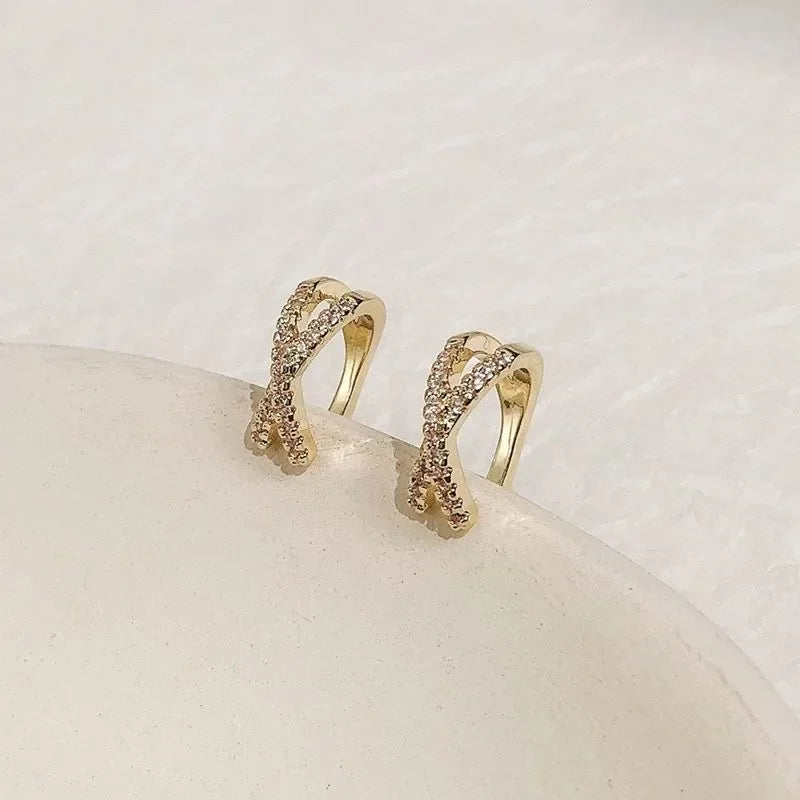 2023Punk Metal Zircon Ear Cuff Ear Clip for Women No Pierced C Shape Geometric Small Earcuff Ear Wrap Earcuff Clips Jewelry