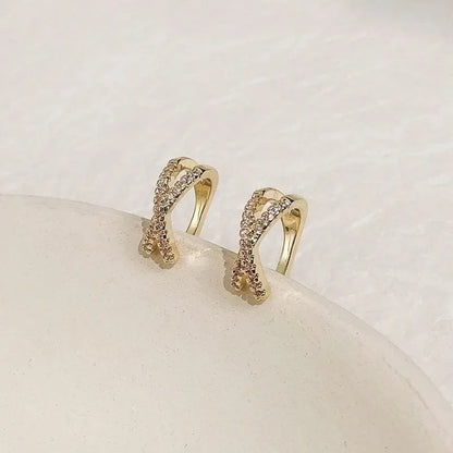 2023Punk Metal Zircon Ear Cuff Ear Clip for Women No Pierced C Shape Geometric Small Earcuff Ear Wrap Earcuff Clips Jewelry