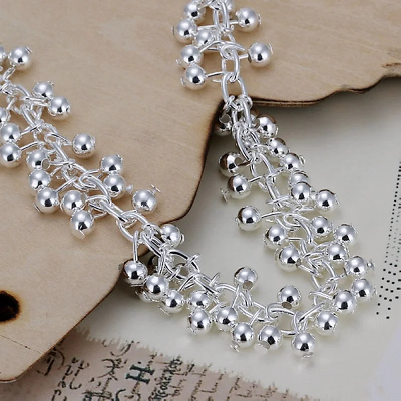 925 Sterling silver bracelets Charms bead chain fashion cute nice women grapes Bracelet wedding Jewelry free shipping