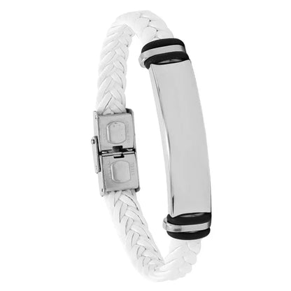 Stainless Steel Bracelet Simple Casual Leather Woven Bracelet Titanium Steel Leather Bracelet Bracelet for Men Stainless Steel