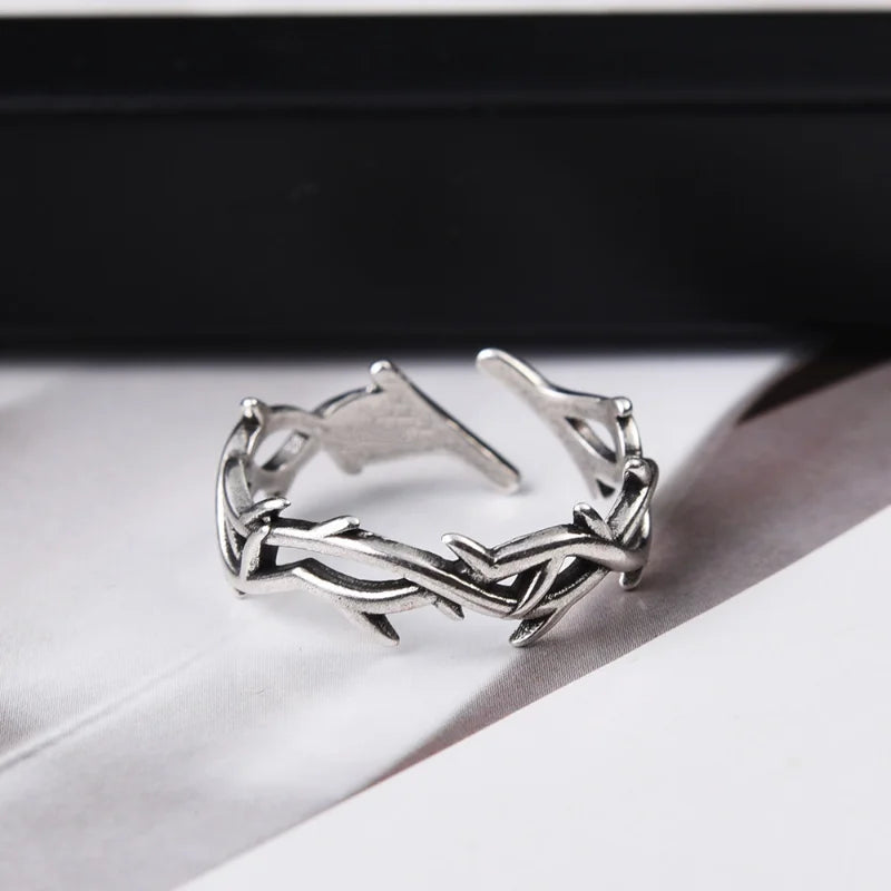 Couple Punk Irregular Thorns Couple Rings Retro Hip-hop Personality Adjustable Finger Ring for Men Women Lovers Jewelry Gifts