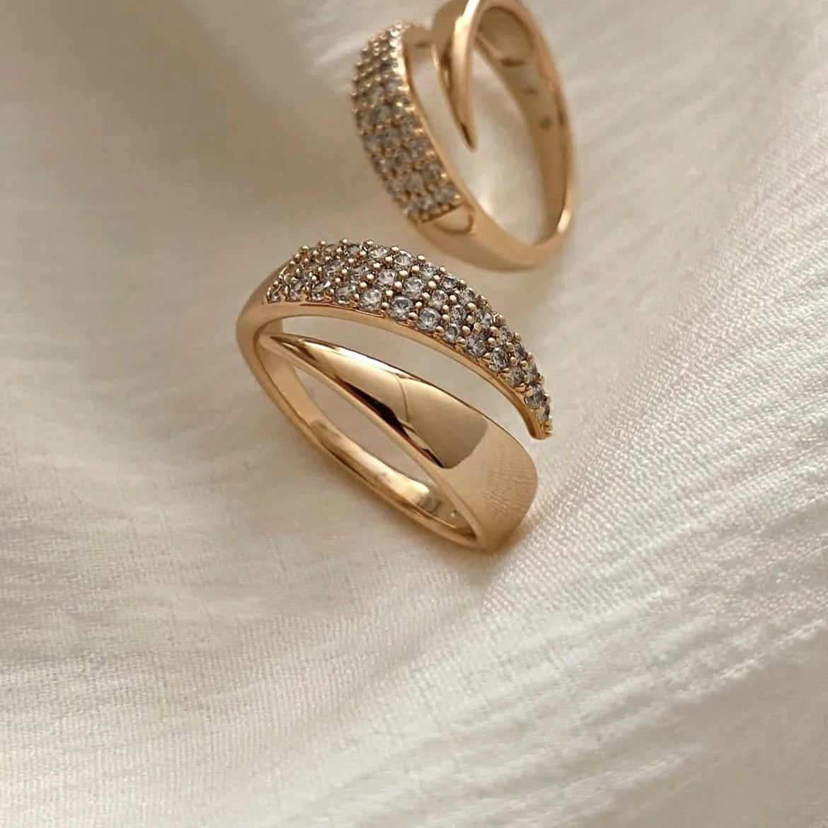 Anillos Sol De Acero Chapado En Oro 18 K