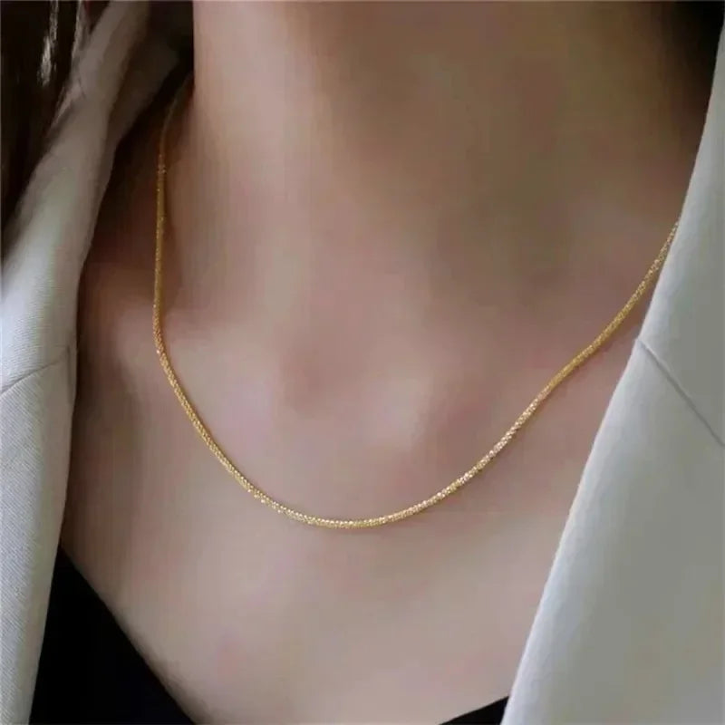 Popular Silver Colour Sparkling Clavicle Chain Choker Necklace Collar For Women Fine Jewelry Wedding Party Birthday Gifts 2023