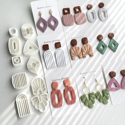 Multilevel Line Design Polymer Clay Cutters Geometry Empty Soft Pottery Mold DIY Handmade Earring Jewelry Cutting Mould Tools