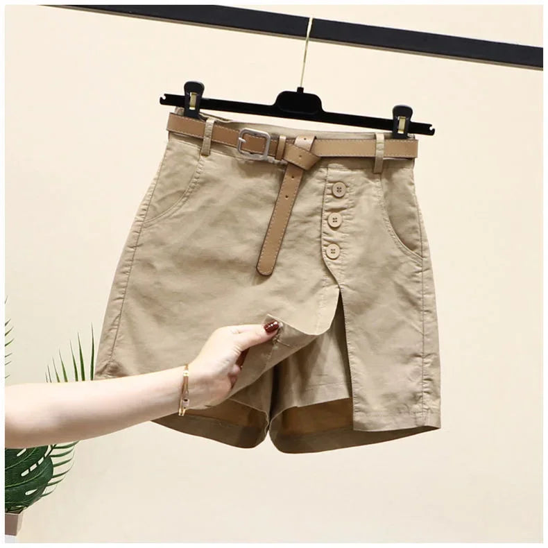 Pure cotton casual shorts for women in 2023 summer wear Korean version versatile A-line pants summer pants women's shorts