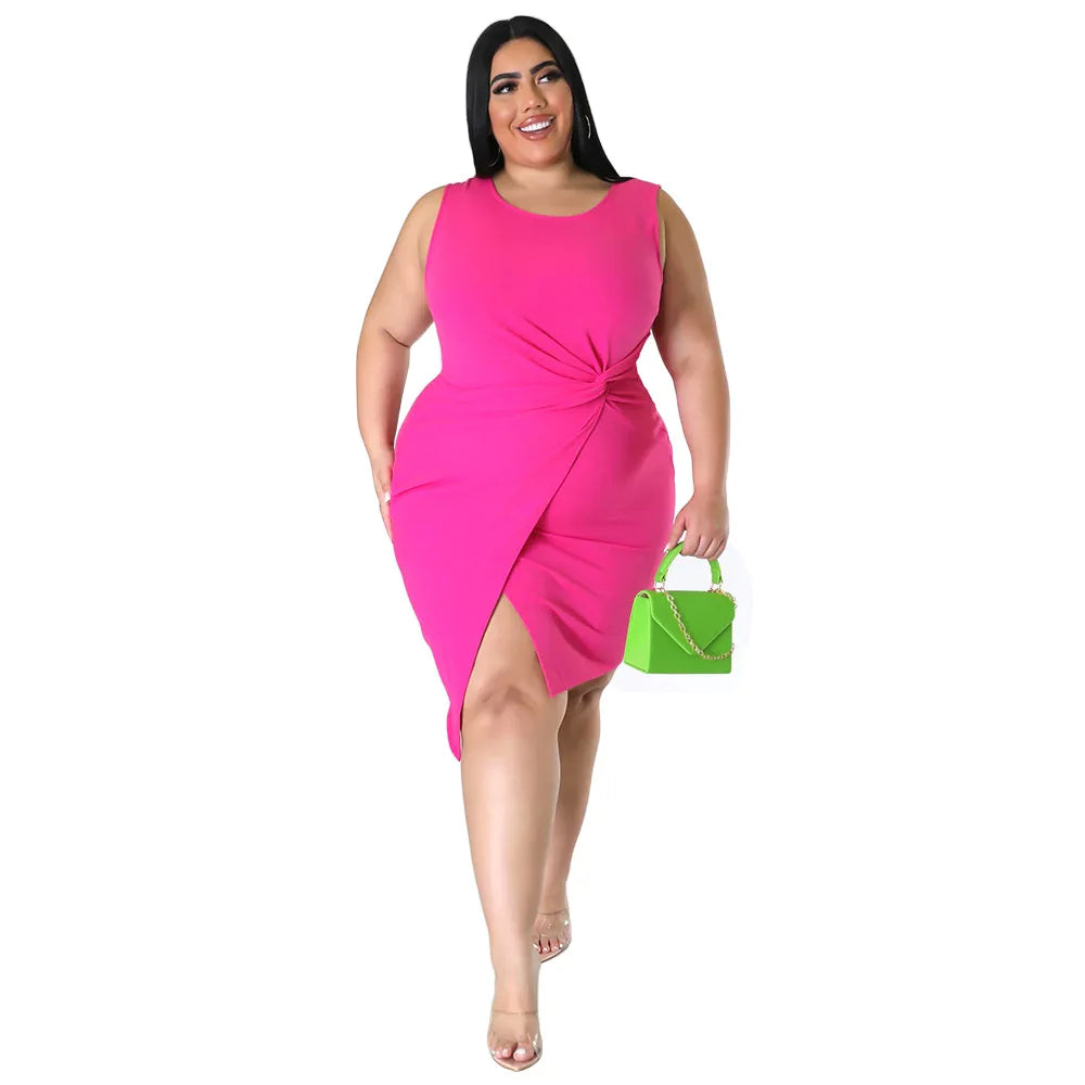 Big Beautiful Women Summer Dress Female Elegant Sexy Robe Girl's Vestidos Lady's Plus Size Office Slit Dress