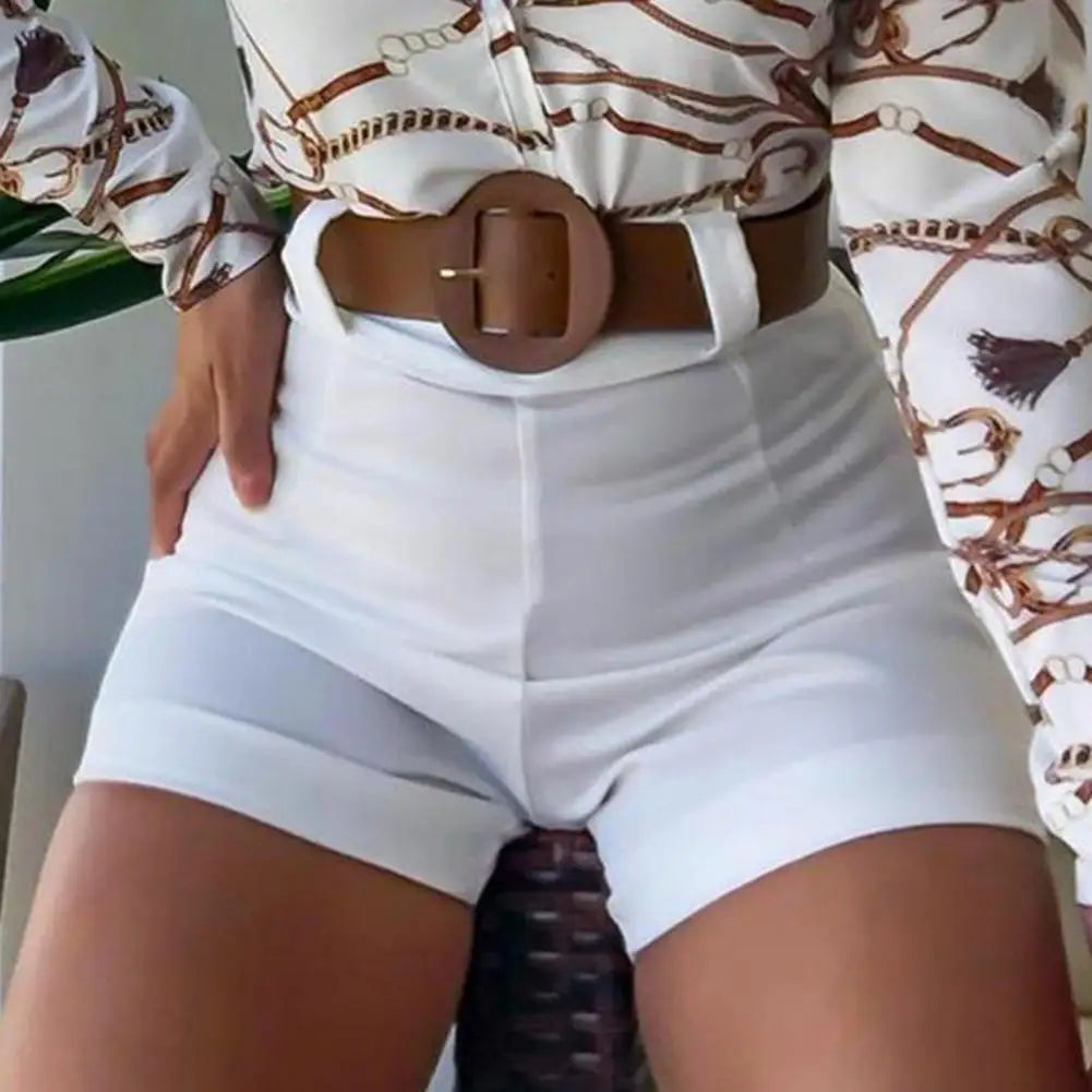 Summer Office Lady Shorts High Waist Solid Color Back Zipper Skinny Hot Pants Fashion Slim Suit A- line Women Shorts Streetwear