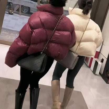 Parka da donna spesso invernale caldo cappotti larghi sciolti colletto imbottito in cotone giacche coreane abiti femminili di moda neri