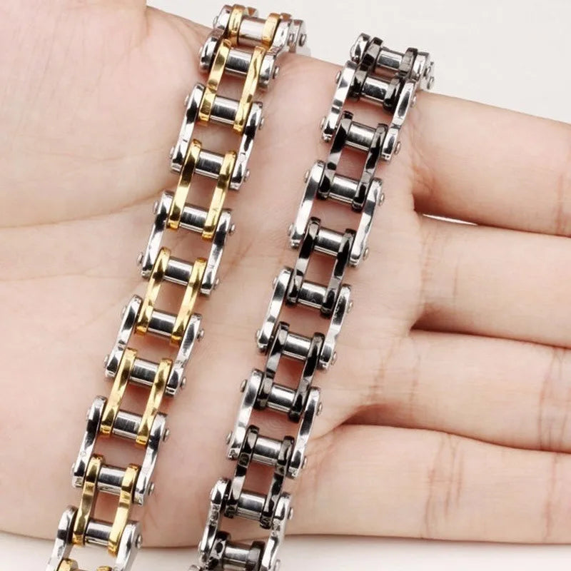 Stainless Steel Biker Chain Bracelet Mens Bracelet Link Chain Motorcycle Bicycle Style Bracelets Fashion Punk Bangles Jewelry