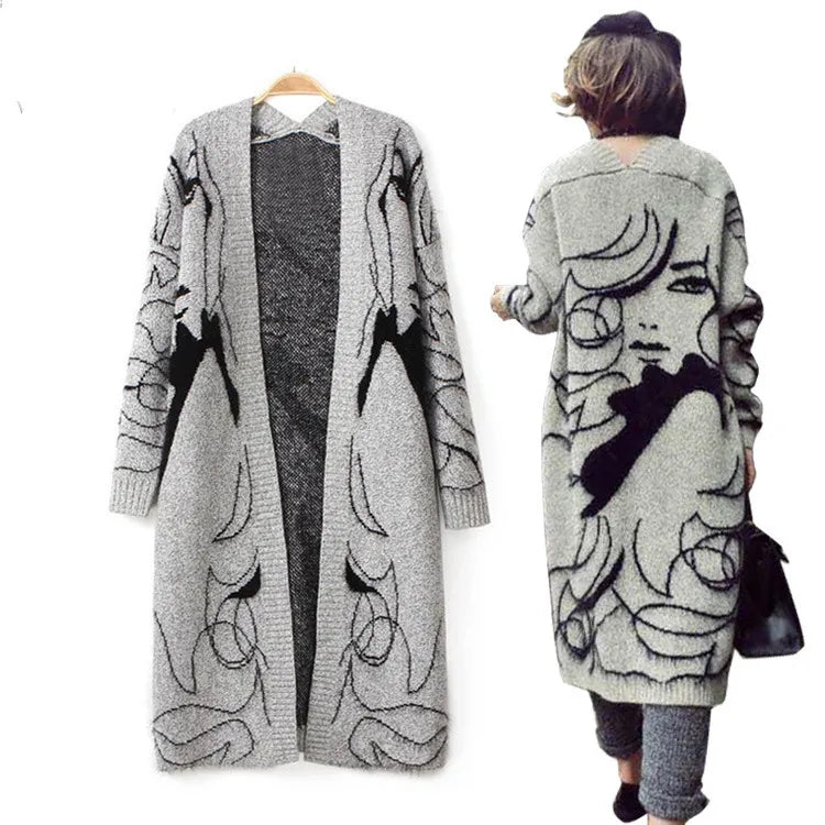 Winter Fashion Women Long Sleeve loose knitting cardigan