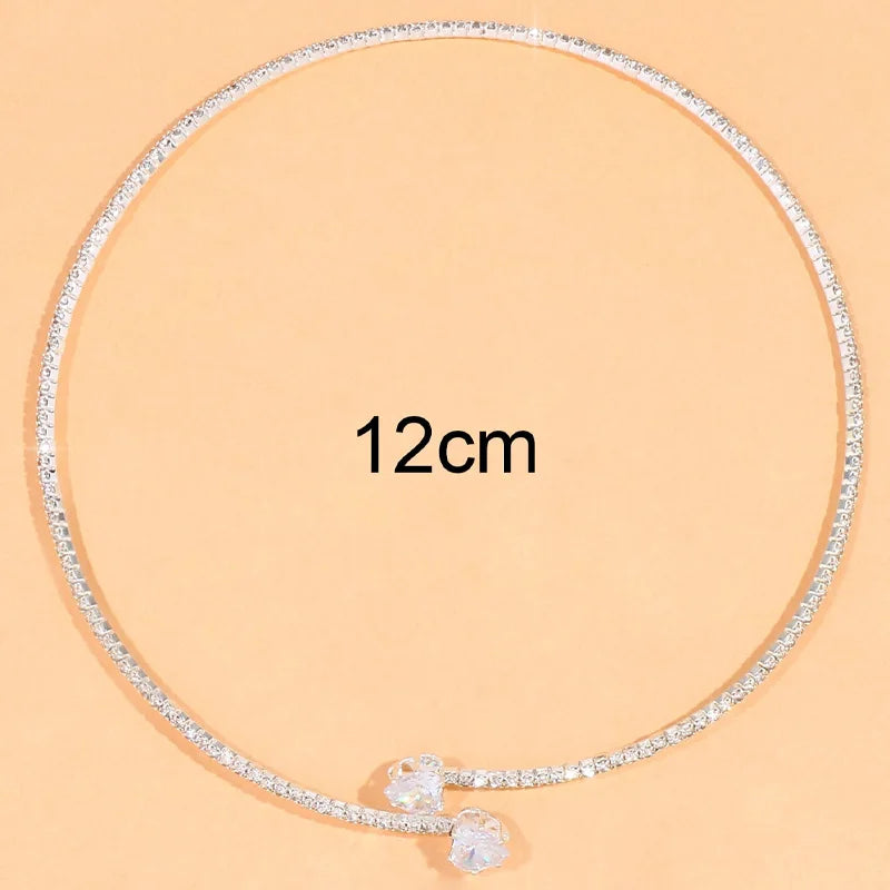 Fashion Rhinestone Heart Collar Choker Necklace For Women Simple Open Collar Golden Necklace For Women Choker Necklace Jewelry