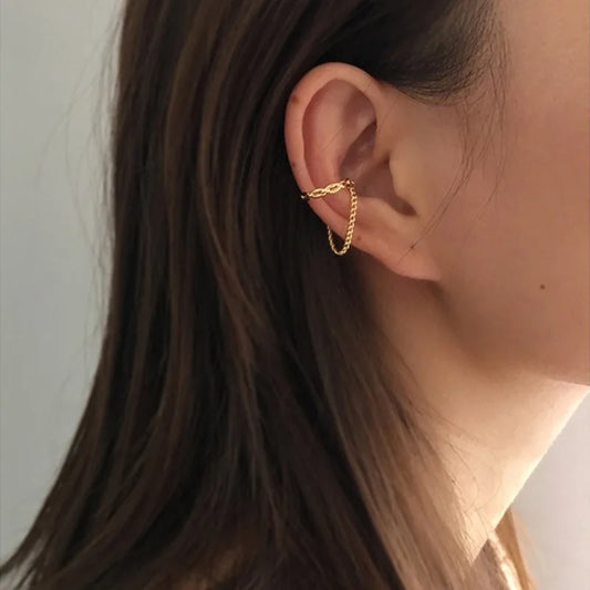 1PCS Punk Ear Clip Long Tassel Earring for Women Zircon Ear Cuff Earring Ear Line Fashion Jewelry Gift Ear Cuff Chain NoPiercing