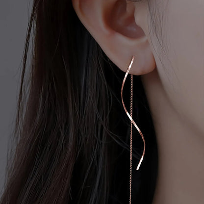 Accessories for Women Long Tassel Threader Earrings for Women Wave Shaped Simple Long Chain Earring Wedding Party Jewelry Gift