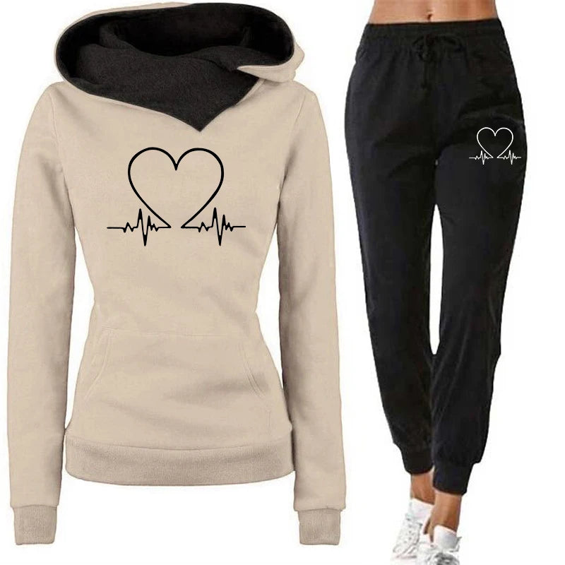 Woman Tracksuit Two Piece Set Winter Warm Hoodies+Pants Pullovers Sweatshirts Female Jogging Woman Clothing Sports Suit Outfits