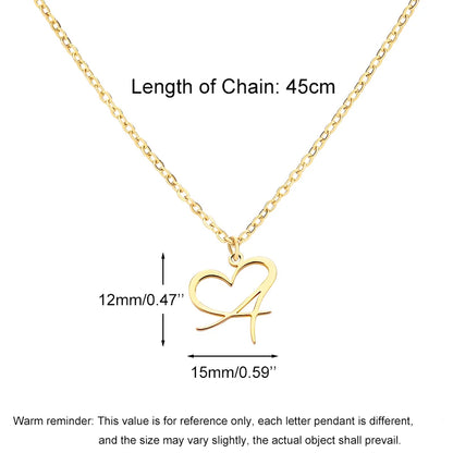 Heart Initial Letter Necklace for Women Gold Color Stainless Steel Necklace Jewelry Christmas Birthday Gift Free Shipping collar