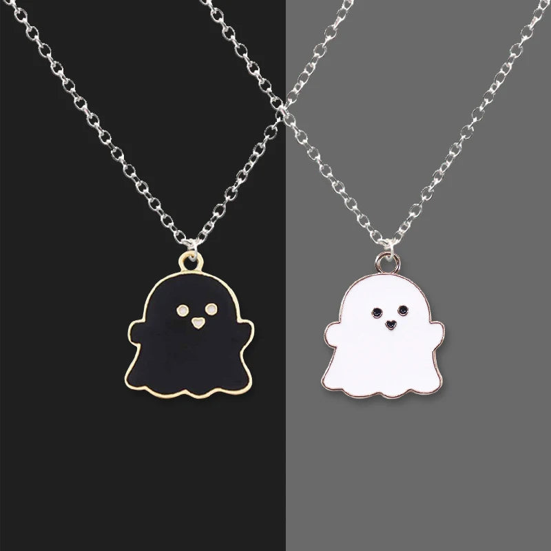 Cute Cartoon Ghost Friendship Couple Pendant Necklaces For Korean Fashion Female Men Best Friend Lovely Women Necklaces Jewelry