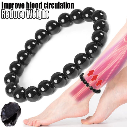 Gem Obsidian Beaded Bracelet Promotes Sleep Blood Circulation Healthy Men Women's Couples Bracelets Natural Jewelry Accessories