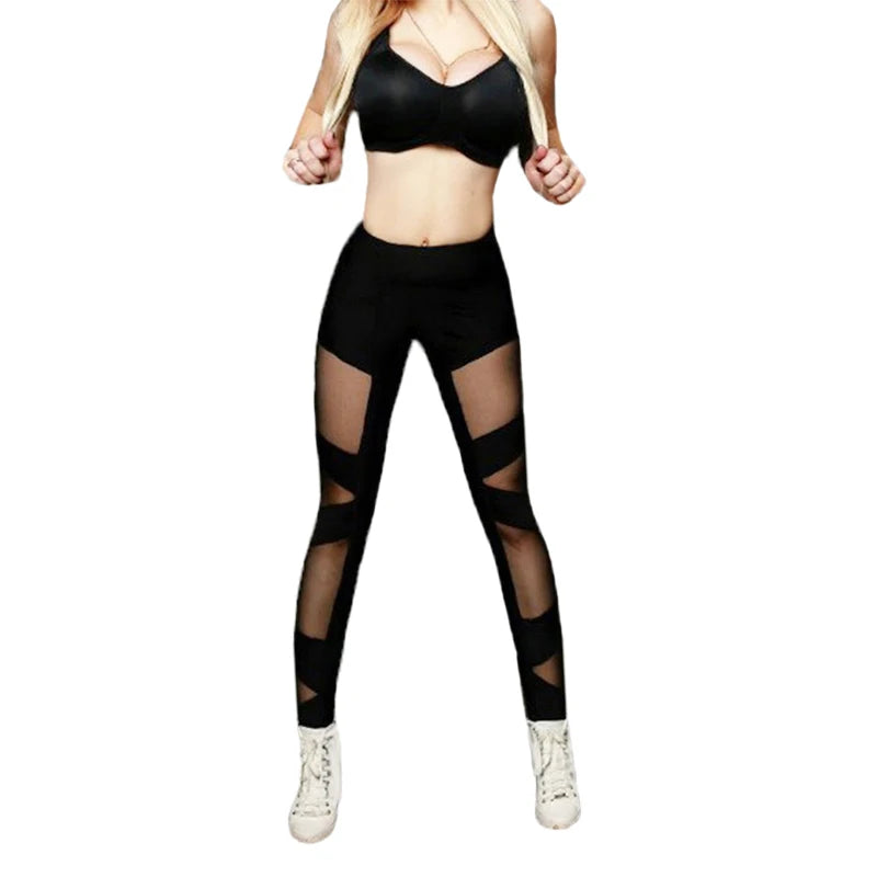 Women Quick Dry Casual Fitness Leggings Fashion High Waist Mesh Women Leggings Breathable Fitness Push Up Sport Leggings - Sri sampi