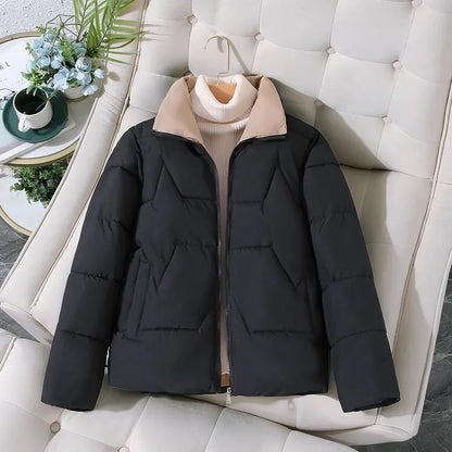 2023 New Winter Coats Women Parka Cotton Casual Jackets Thick Warm Overcoat Female Short Outerwear Black Khaki Clothes