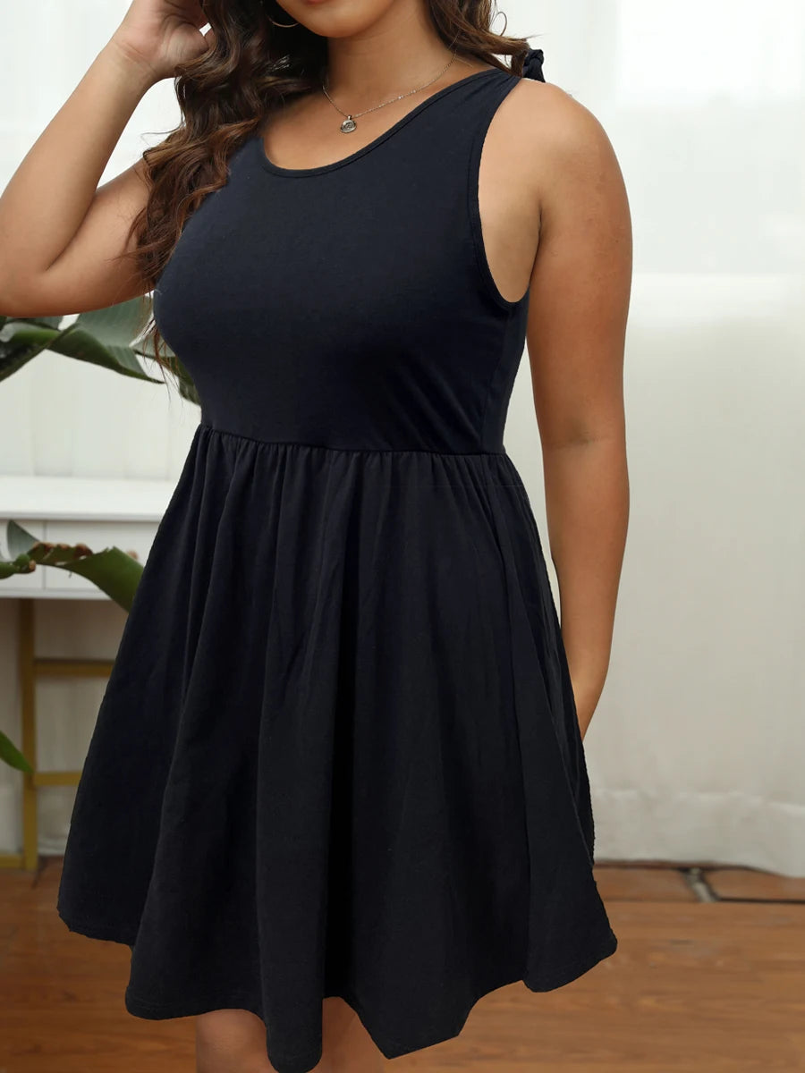 Finjani Plus Size Cami Dress Abiti estivi con orlo svasato solido 2023 Abito elegante da donna