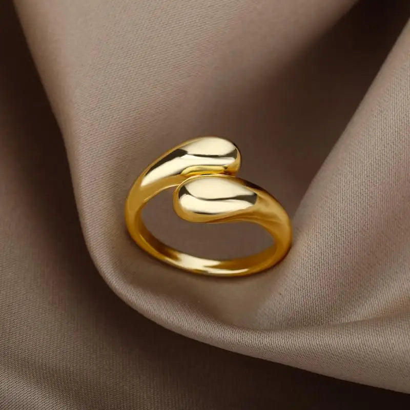 48 anelli in acciaio inossidabile da donna in stile stile oro scavano l'anello aperto geometrico per il regalo dei gioielli da dito della ragazza femminile Spedizione gratuita 