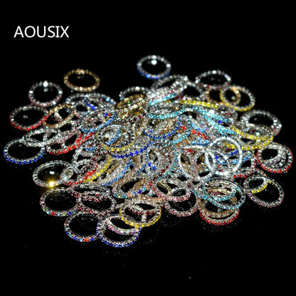 10pcs Korean Version Multicolor Rhinestone Ring Ladies 1Row Mixed Color Crystal Ring Crystal Stretch Ring Toe Ring Party Jewelry