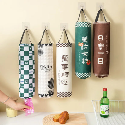 Wall-Mounted Garbage Bag Storage Artifact Kitchen Plastic Bag Organizer Bag Collector Shopping Storage Hanging Bag