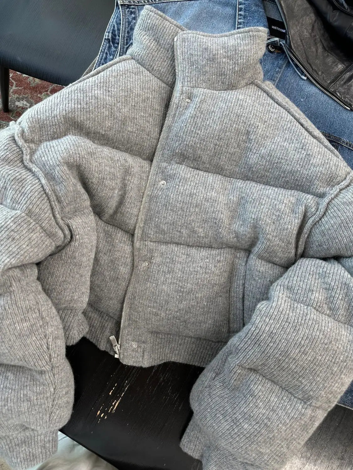 Parka in cotone grigio corto di fascia alta in stile coreano sciolto caldo ispessito colletto alla coreana capispalla 2023 nuove donne cappotto invernale 