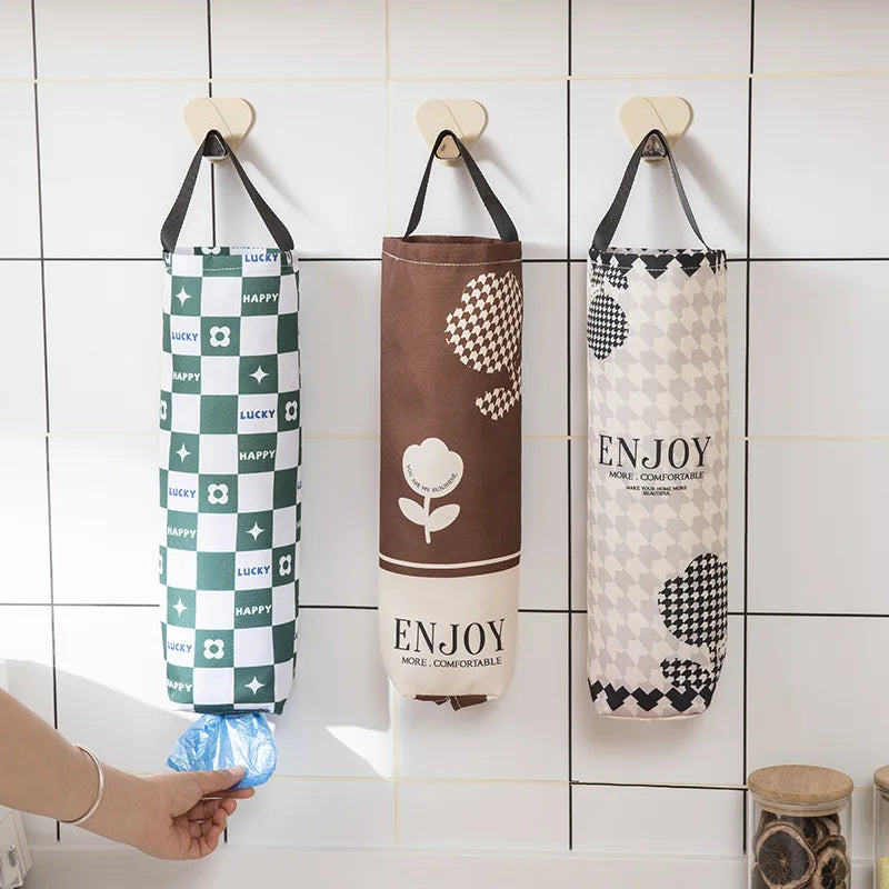 Wall-Mounted Garbage Bag Storage Artifact Kitchen Plastic Bag Organizer Bag Collector Shopping Storage Hanging Bag