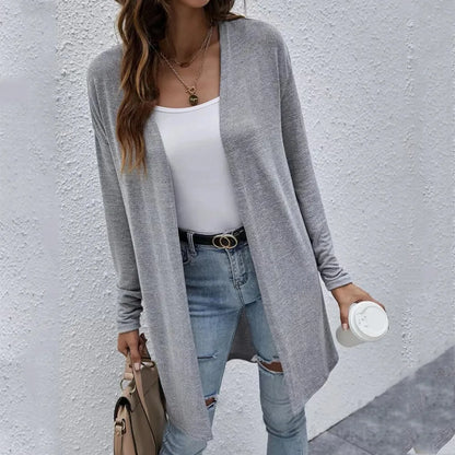 Autumn 2023 new source of women's pure color unbuttoned Cardigan long-sleeved sweater