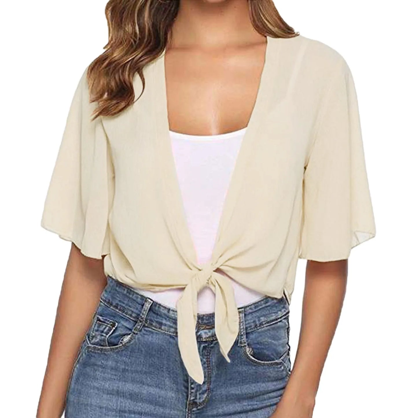 Bolero Chiffon Cardigan Women Summer Crop Tops Half Sleeve Elegant Wraps Shawls Cover Ups Bridal Wedding Cape Wrap Blouse Blusa