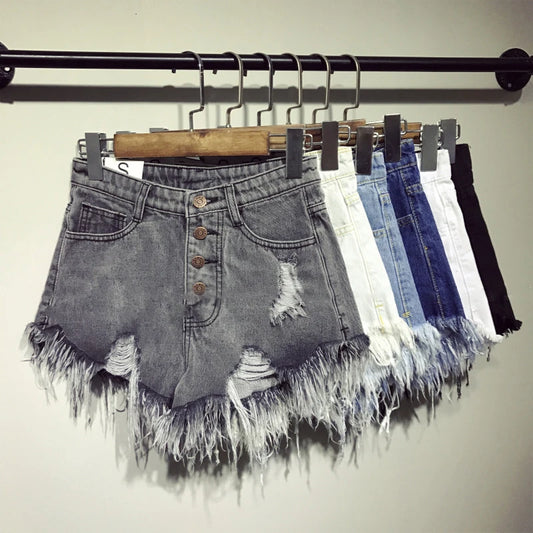 2022 female fashion casual summer cool women denim booty Shorts high waists fur-lined leg-openings Plus size sexy short Jeans