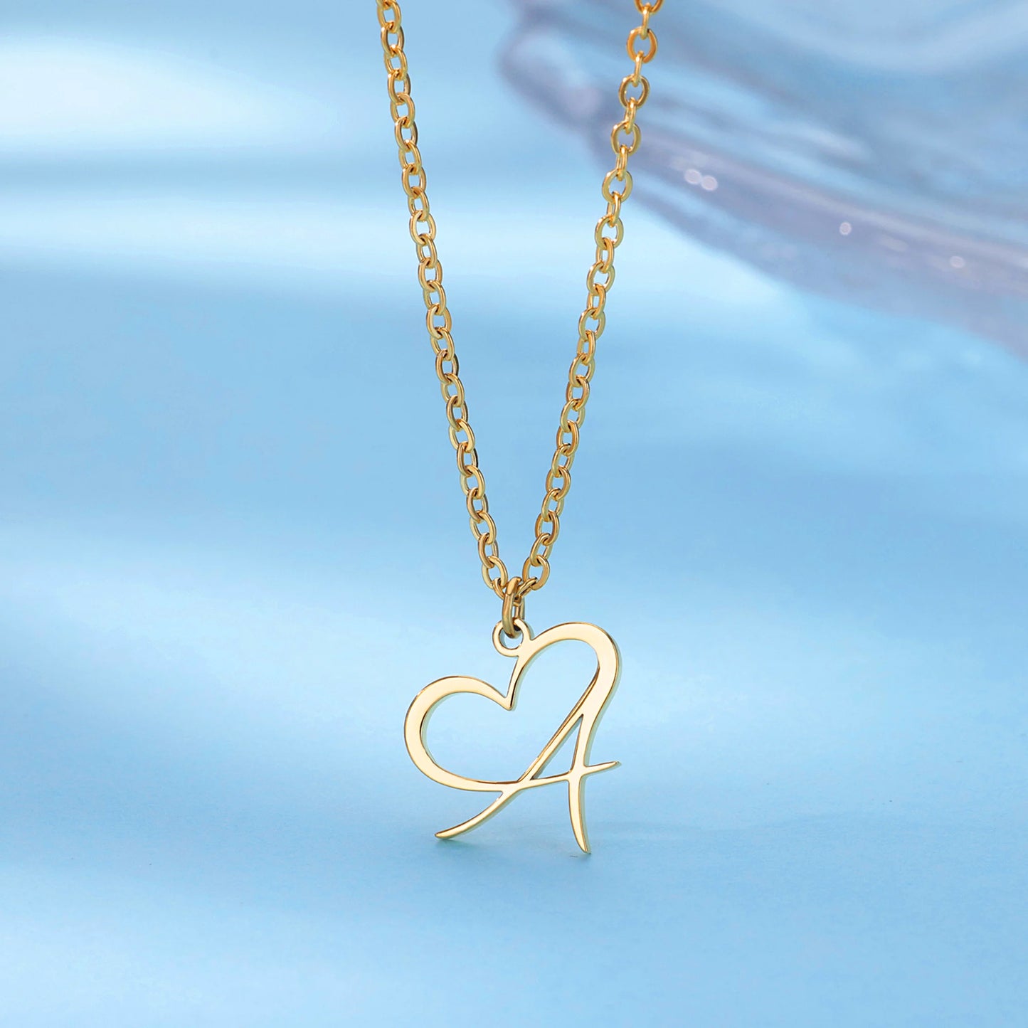 Heart Initial Letter Necklace for Women Gold Color Stainless Steel Necklace Jewelry Christmas Birthday Gift Free Shipping collar