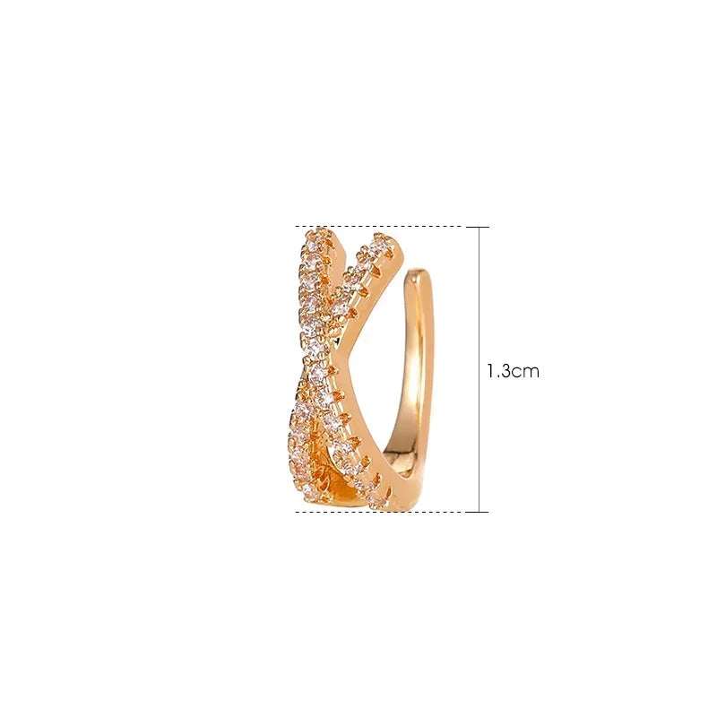 2023Punk Metal Zircon Ear Cuff Ear Clip for Women No Pierced C Shape Geometric Small Earcuff Ear Wrap Earcuff Clips Jewelry