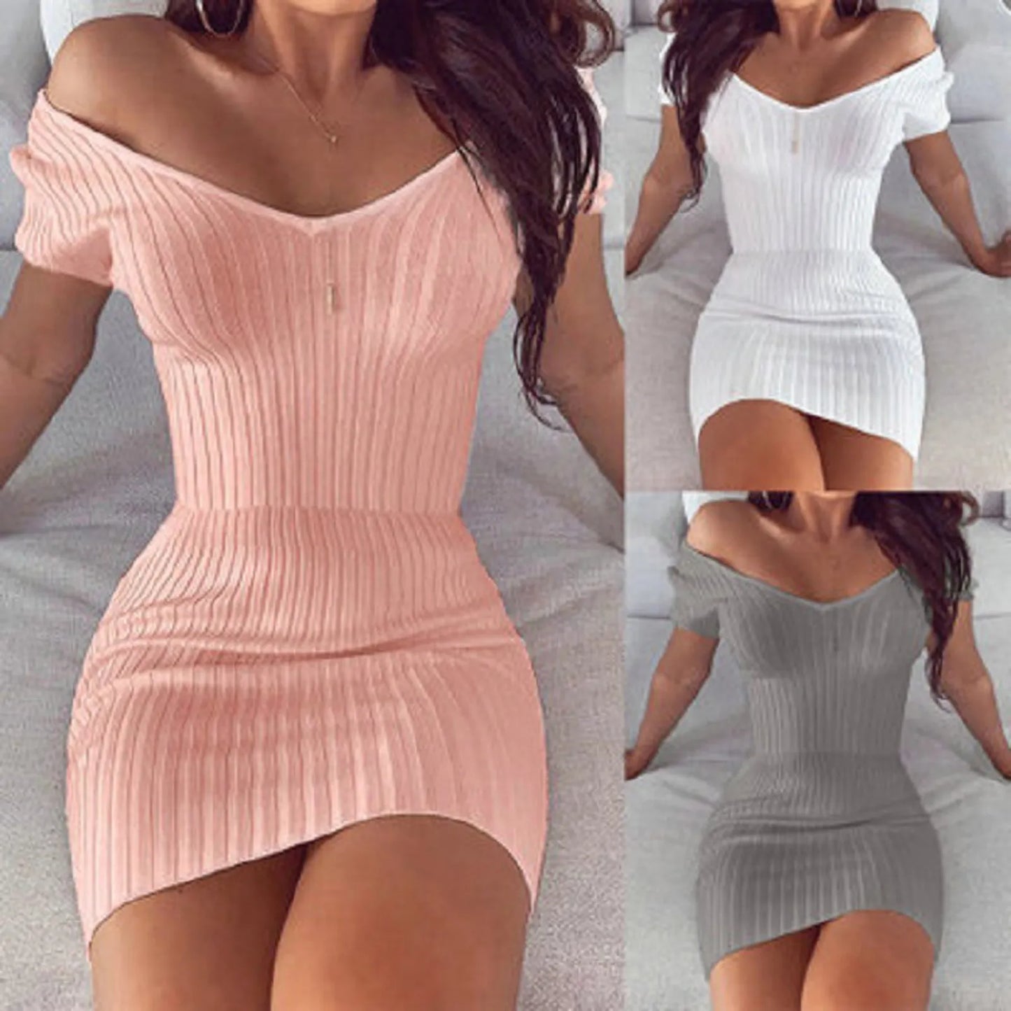 New Summer Women Bodycon Dress Sexy V-Neck Club Dresses Vestidos Temperament Solid Color Slim Mini Party Dress платье женское