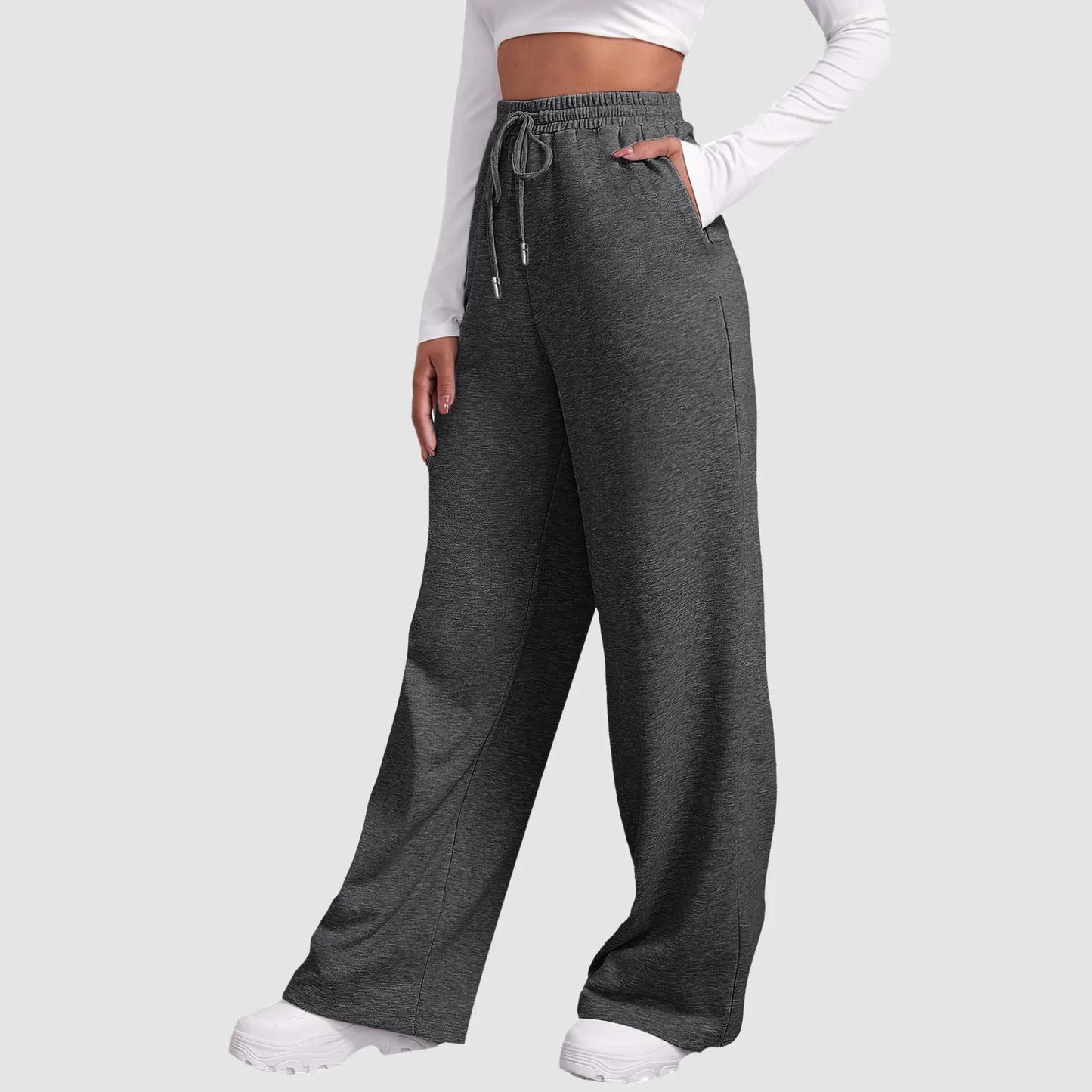 Wide Leg Pants For Women’S Fleece Lined Sweatpants Straight Pants Bottom All-Math Plain Fitness Joggers Travel Basic Pants