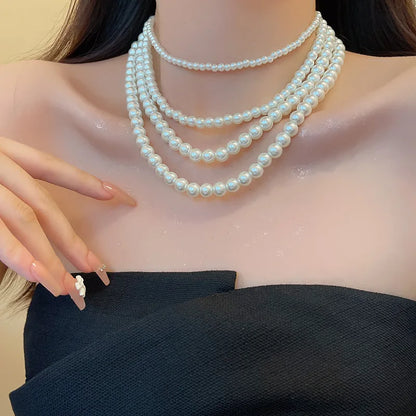 New Trend Elegant Jewelry Wedding Big Pearl Necklace For Women White Imitation Pearl Choker Necklace For Party Gifts