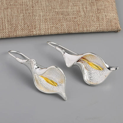 Exquisite Blooming Flower Hook Earrings Simple Accessories Gold Silver Color Plant Dangle Earrings for Women Jewelry