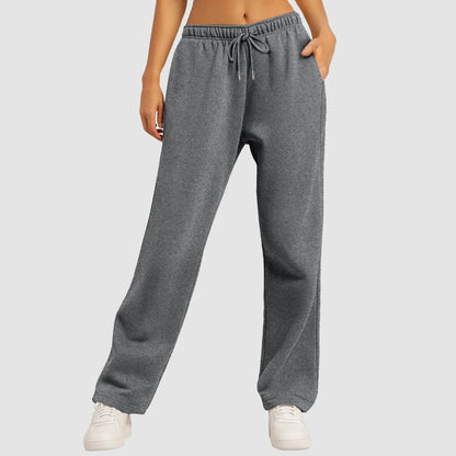 Wide Leg Pants For Women’S Fleece Lined Sweatpants Straight Pants Bottom All-Math Plain Fitness Joggers Travel Basic Pants