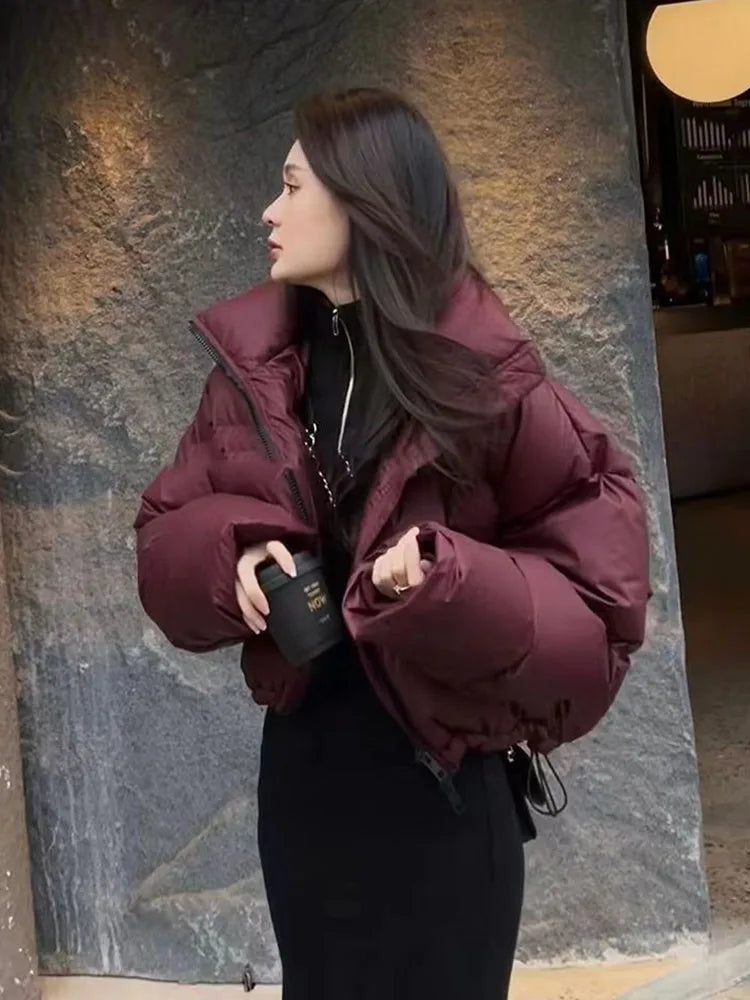 Jmprs Parka da donna spesso invernale caldo cappotti larghi sciolti colletto imbottito in cotone giacche coreane abiti femminili di moda neri 