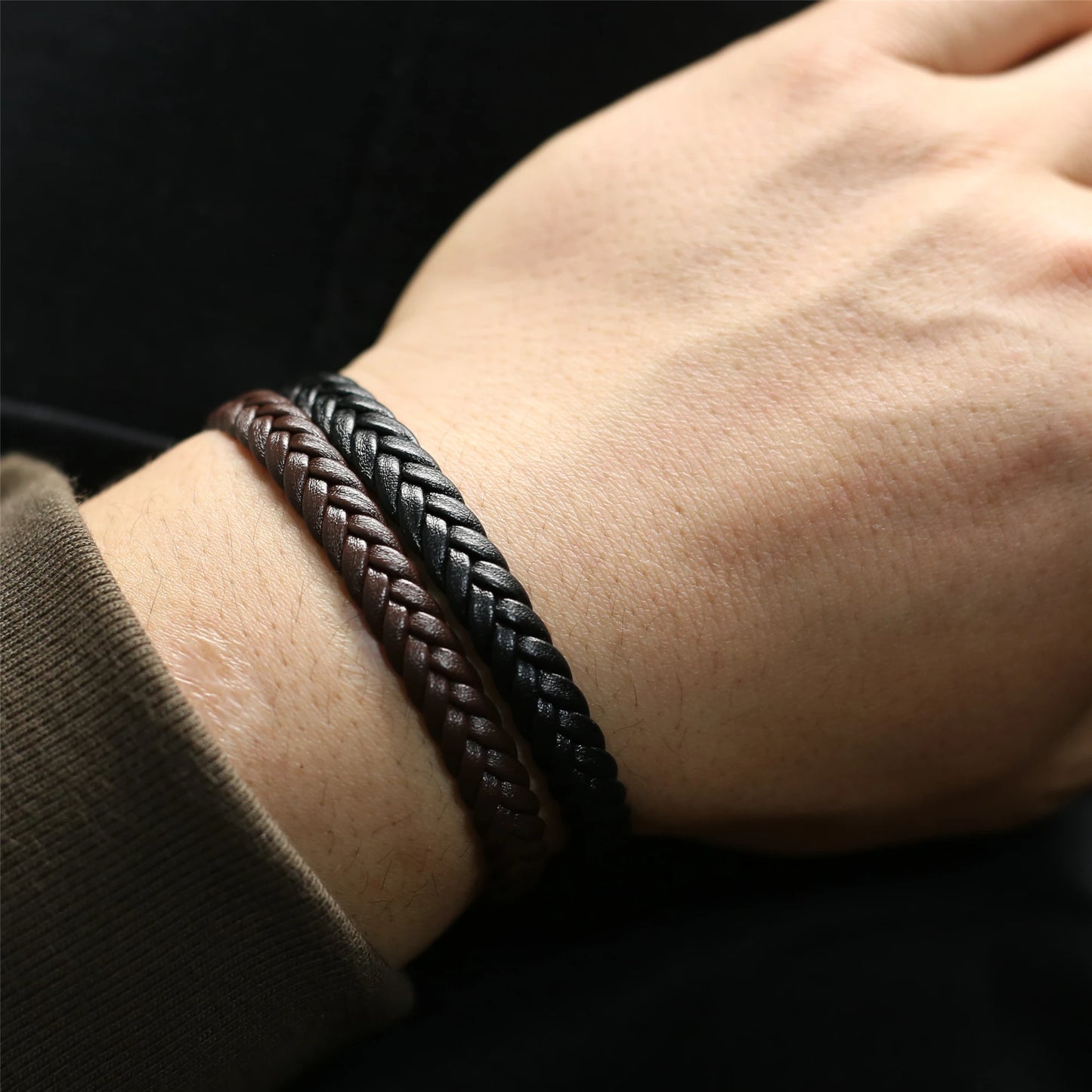 WestBull Plait Weave Black Brown PU Leather Men Bracelets Pulsera Women Bangle Male DIY Homme Jewelry Accessories