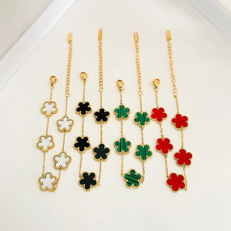 Stainless Steel Flower Jewelry Set Christmas Gifts Luxury Modern Fashion Charm Necklace Earrings Bracelet Jewelry for Women