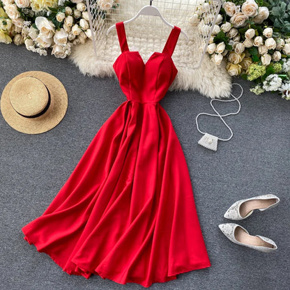 Summer Robe 2023 Dress Women V Neck Long Party Dresses Sexy Tank Backless Spaghetti Strap Maxi Female Holiday Vestidos