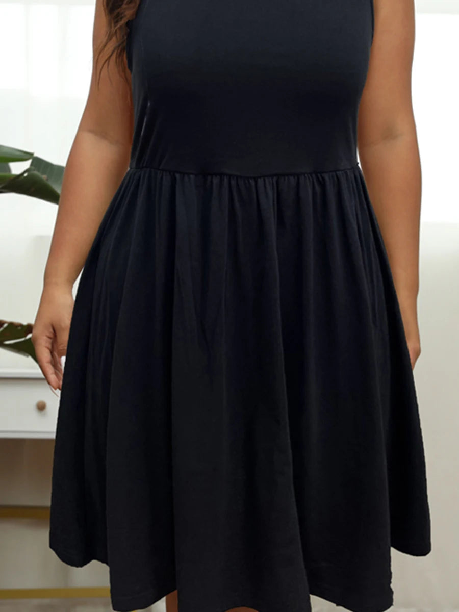 Finjani Plus Size Cami Dress Abiti estivi con orlo svasato solido 2023 Abito elegante da donna