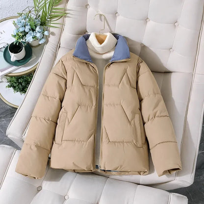 2023 New Winter Coats Women Parka Cotton Casual Jackets Thick Warm Overcoat Female Short Outerwear Black Khaki Clothes