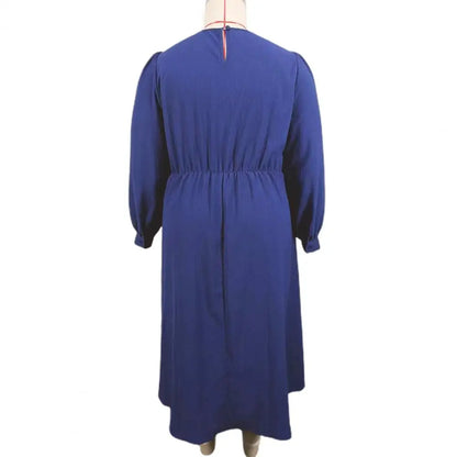 Abito longuette a vita alta da donna Abito longuette elegante con lacci taglie forti con maniche a sbuffo per eventi autunnali primaverili a vita alta da donna