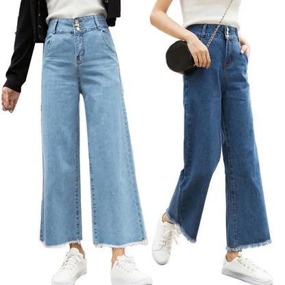 Pants Straight Casual Trousers Wide Leg Loose Women High Waist Denim Jeans for Women Ninth Denim Trousers Lady Clothing